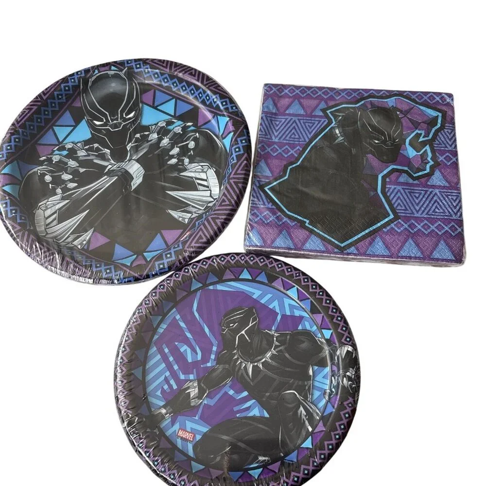 Marvel Avengers Black Panther Party Supplies Set, Dinner Dessert Plates, Napkins